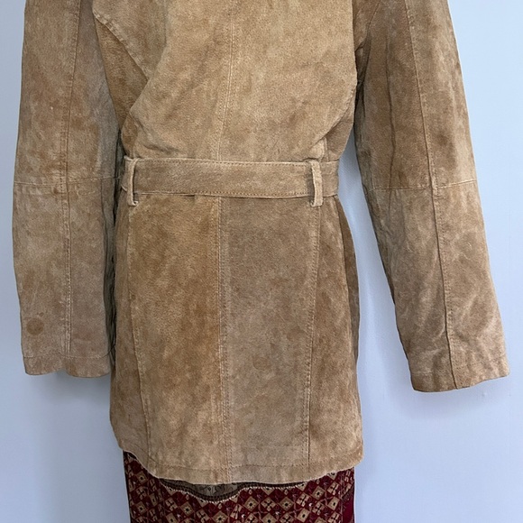 Y2K NEUTRAL ZONE Brown Suede Leather Jacket Belt Coat Indie Sleeze Western Sz 2X - Picture 12 of 16